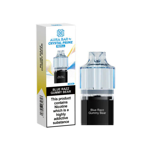 Blue Razz Gummy Bear Crystal Prime Aura bar 10k Prefilled Pods
