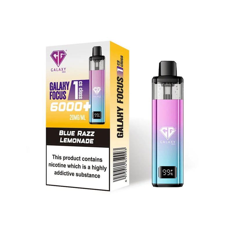 Blue Razz Lemonade Crystal Galaxy Focus 6K Puffs Prefilled Pod Kit