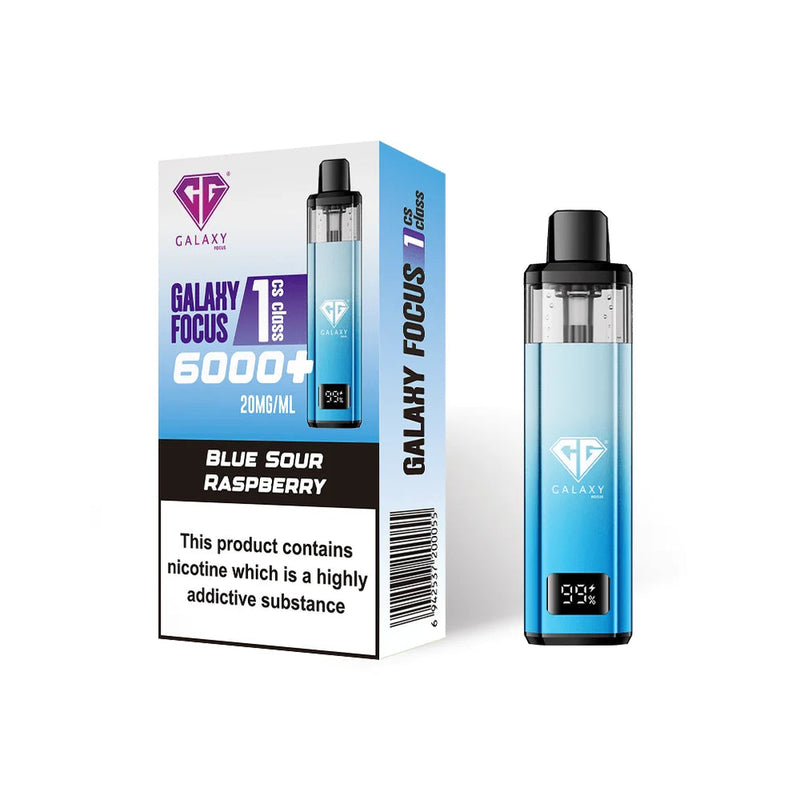Blue Sour Raspberry Crystal Galaxy Focus 6K Puffs Prefilled Pod Kit