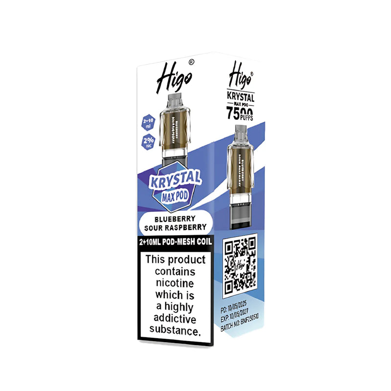 Blueberry Sour Raspberry Higo Krystal Max 7500 Prefilled Pods