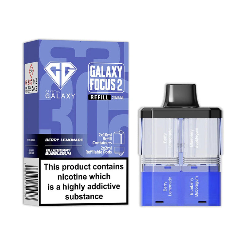 Berry Lemonade Bueberry Bubblegum Crystal Galaxy Focus 2 Prefilled Pods