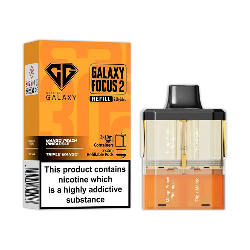 Mango Peach Pineapple Triple Mango Crystal Galaxy Focus 2 Prefilled Pods