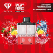 Strawberry Raspberry Lemon and blue raspberry lemon Crystal Galaxy Focus 2 30K Prefilled Pods