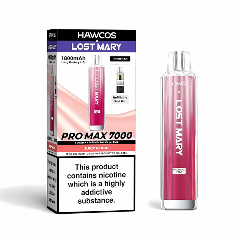 Juicy Peach Hawcos x Lost Mary Pro Max 7000 Prefilled Pod Kit