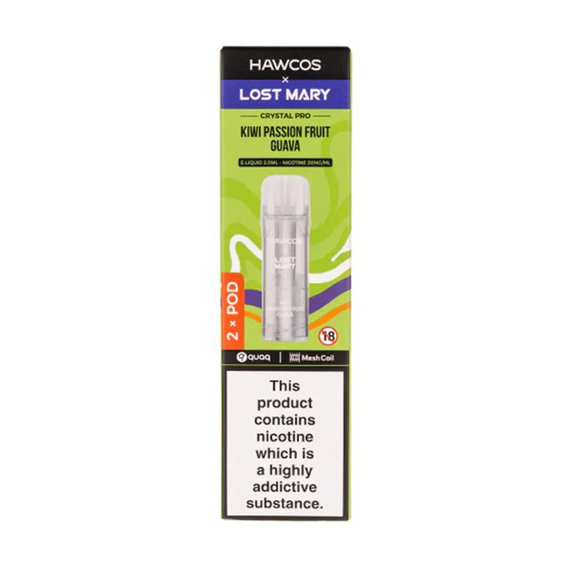 Kiwi Passion Fruit Guava Hawcos x Lost Mary Crystal Pro Prefilled Pods