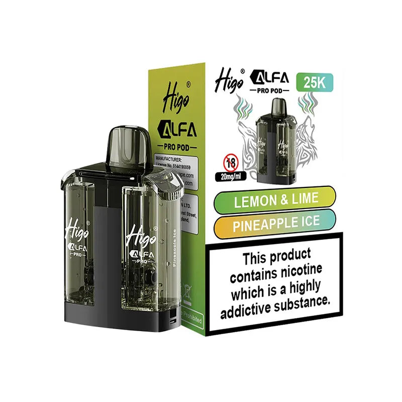 Lemon Lime / Pineapple Ice	 Huba Huba Higo Alfa Pro 25K Pods
