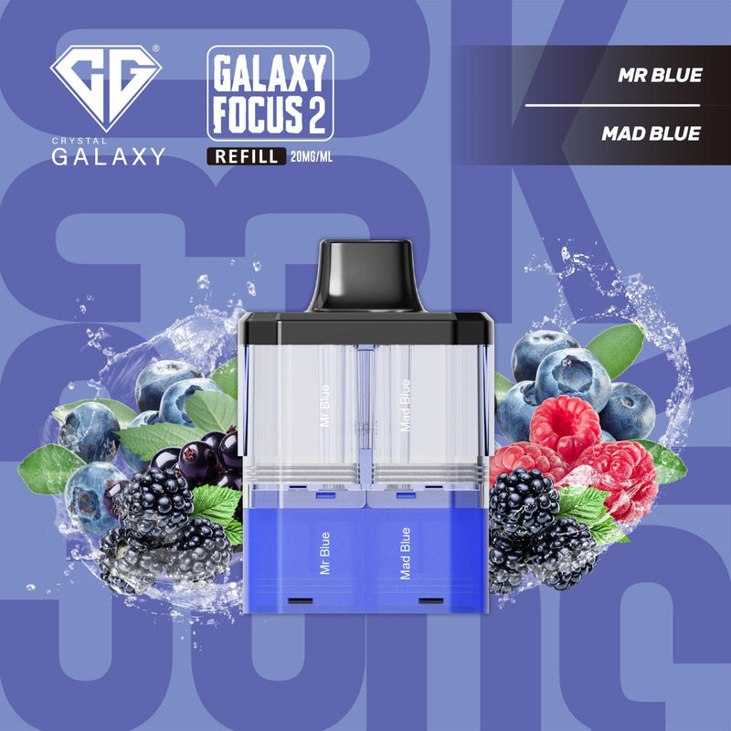 Mr Blue and Mad Blue Crystal Galaxy Focus 2 30K Prefilled Pods
