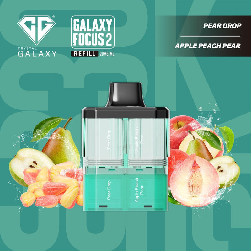 Pear Drop and Apple Peach Pear Crystal Galaxy Focus 2 30K Prefilled Pods
