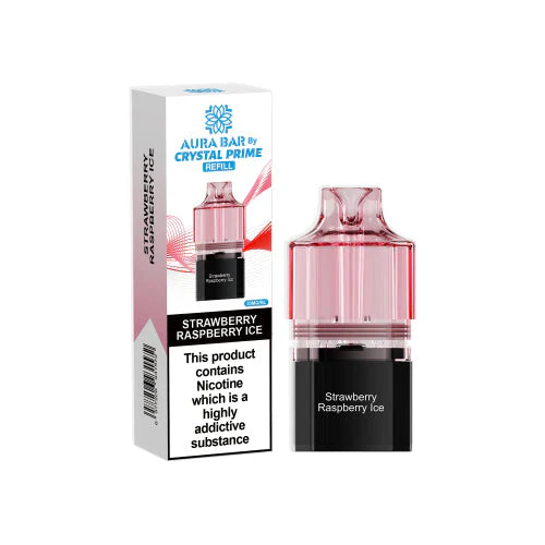 Strawberry Raspberry Ice Crystal Prime Aura bar 10k Prefilled Pods
