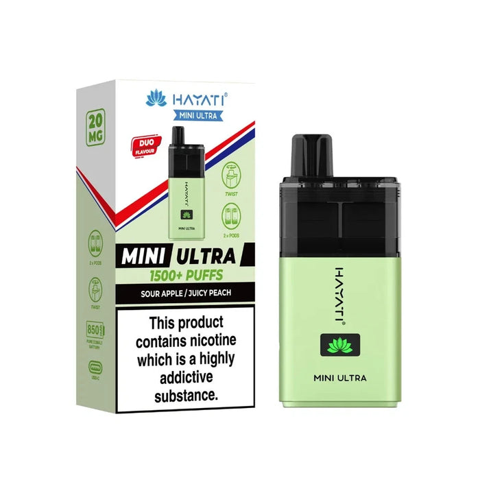 Hayati Mini Ultra Disposable Vape 1.5k Puffs 2% Nicotine disposable vape x5