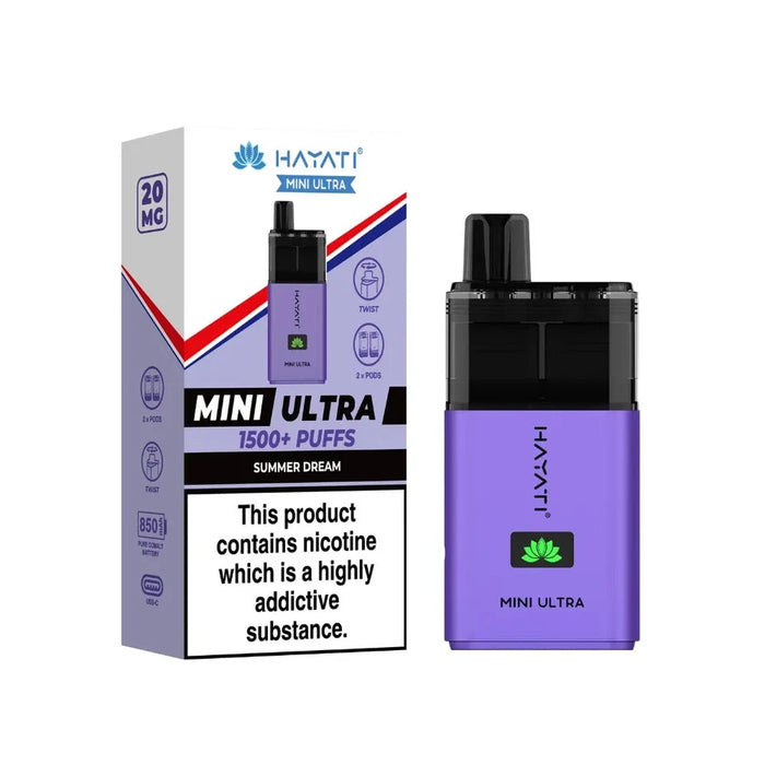 Hayati Mini Ultra Disposable Vape 1.5k Puffs 2% Nicotine disposable vape x5