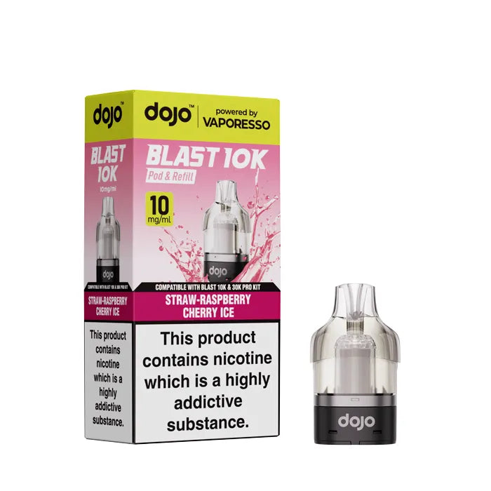 Straw Raspberry Cherry Ice Vaporesso Dojo Blast 10k Refill Pod - 10mg